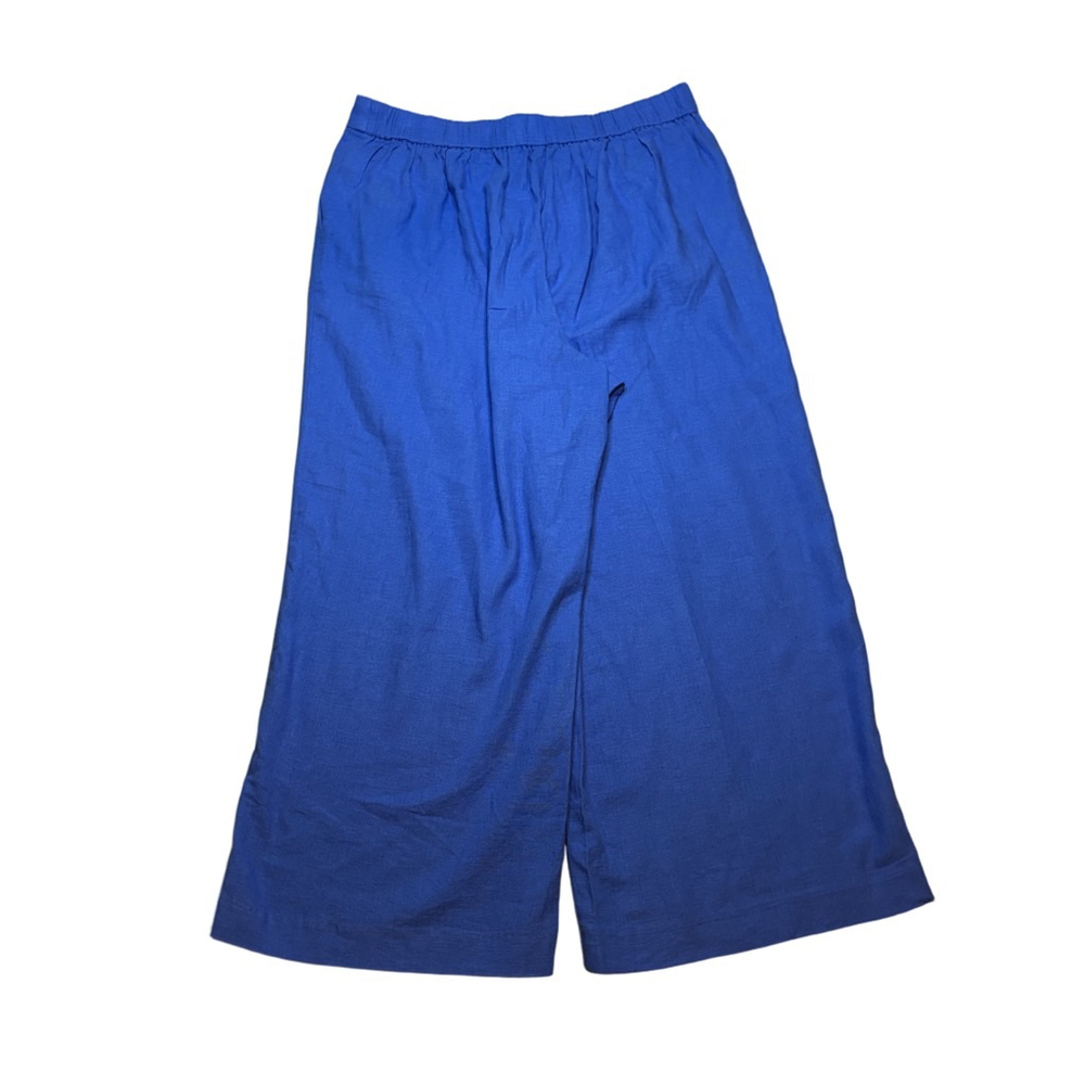 J.Crew Linen-Blend Pleated Wide Leg Crop Pants Santorini Blue Size 14 NWT - Picture 5 of 7